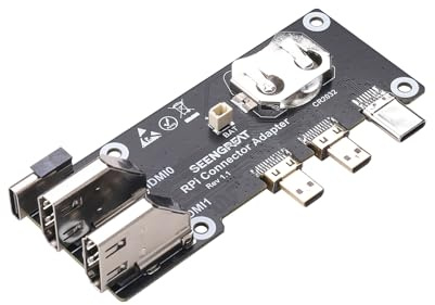 Micro HDMI till HDMI-adapterkort för Raspberry Pi 5/4B, Dual 4K-utgång stöd med USB-C-ström och RTC Ba-ttery-kontakt, expansionsadapter för inbäddade och industriella applikationer