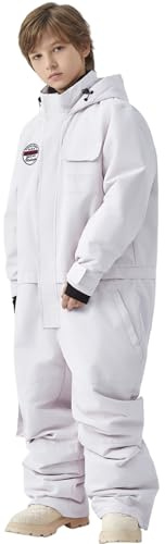 WOWULOVELY One Piece Snow Suit for Kids Toddler Girls and Boys Snowsuit Waterproof Insulated Winter Jumpsuit Coveralls Snowboard Suit White size 10