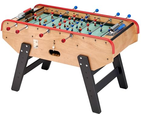 Babyfoot Adulte Luxe en Bois Style bistrot avec monnayeur jetons - 10 balles liège incluses - 30 jetons fournis