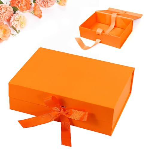 Geschenkverpackung Box 23 * 17 * 7cm Geschenkbox mit Deckel Orange Geschenkbox Hochzeit Geschenkboxen Geschenk Verpackungsbox für Hochzeiten Geburtstage Jubiläen - Orange