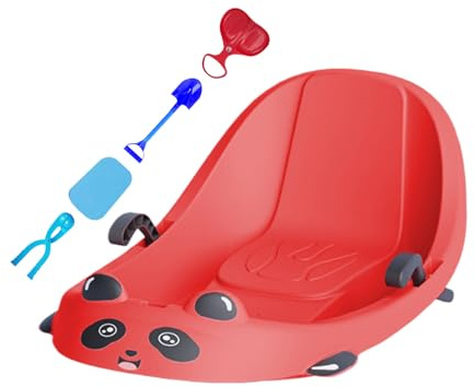 Schlitten für Kleinkinder, Schlitten mit integrierter Bremse – integrierte Rückenlehne für Sportausrüstung, Schneeschlitten, bei kaltem Wetter, verschneite Hügel, Park, Spielplatz