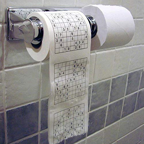 Haofy Rouleau de Papier Toilette Sudoku Amusant, Feuilles Matelassées Douces, de Salle de Bain Unique pour les Amateurs de Puzzle et le Plaisir en Famille (Comme montré)