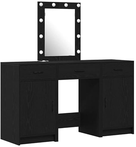 Eleganz Tocador con puerta de madera – Juego de muebles de dormitorio en negro (50 x 41 x 135 cm) – Elegante y ahorra espacio para tu hogar