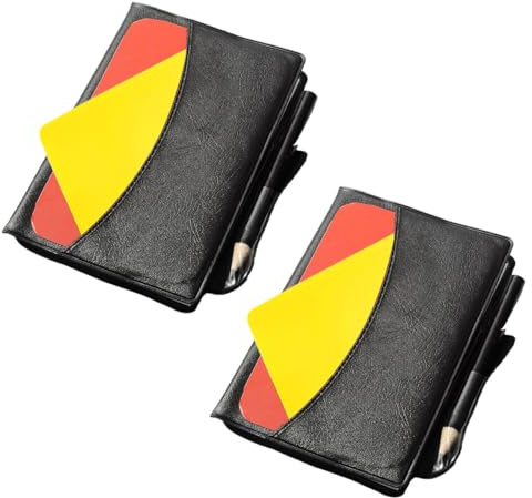 BESPORTBLE Kit Arbitro Professionista 2 Set Carte Gialle e Rosse in PVC, Portafoglio Pieghevole Portatile e Blocco Note, Accessorio Leggero per Partite di Calcio e Uso Arbitrale