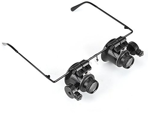 Gafas de lupa con luz LED, gafas de reparación de reloj profesional, 20 lupas Magnifying, herramienta de joyería, lente de luz LED