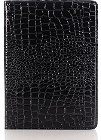 iPad 9. 8. 7. Erzeugung (10,2'') Hülle für Frauen, iPad Pro-2. iPad Air-3. (10,5'') Hülle, DMaos Krokodil Synthetisches PU-Leder Folio Smart Cover – Schwarz
