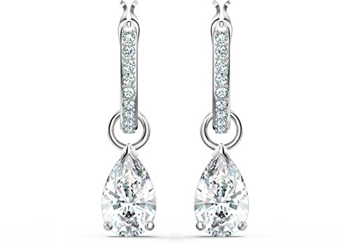 Swarovski Pendientes Attract, Talla pera, Blancos, Baño de rodio