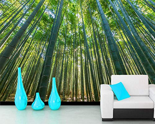 Papel Tapiz Verde Bambú Natural Papel Tapiz 3D, Sala De Estar Dormitorio Tv Pared Habitación Infantil Papeles De Pared Decoración Para El Hogar Murales,350 * 256Cm