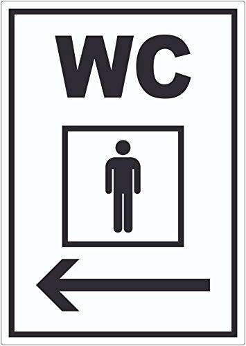 WC Herren mit Pfeil nach links Aufkleber A4 (210x297mm)