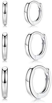 Creolen Silber 925 Klein Ohrringe Creolen Gold für Damen Herren Mädchen (8mm/10mm/12mm) | 14k Vergoldet Huggies Silber Schlafen Ohrringe Breite 2mm