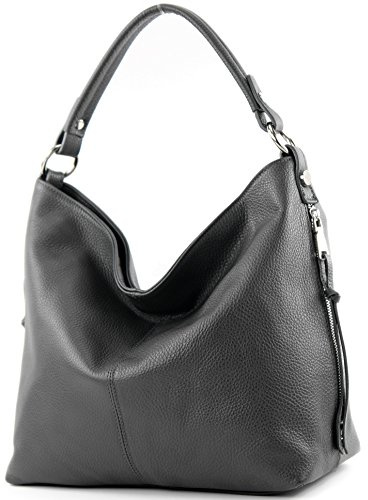 modamoda de T160 Damen Leder Schultertasche Groß, handmade in Italy