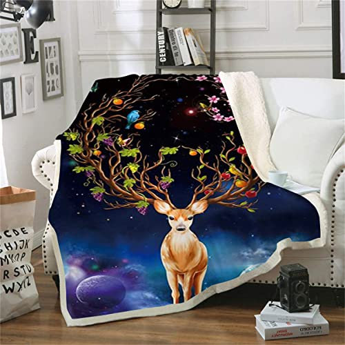 Bedruckte Fleecedecke Elch Überwurfdecke für Couch Weiche, flauschige und bequeme Fleecedecke (150 x 200 cm) 3D-Druckdecke