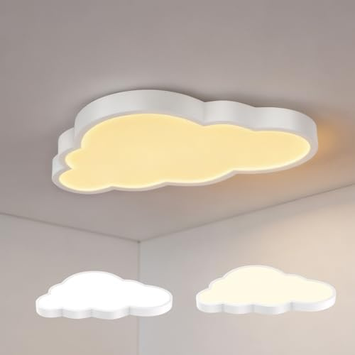 Aufun 48W Wolken Deckenleuchte, Wolken lampe mit Fernbedienung, Kinderzimmer Kreative lampen wolke decke, Dimmbar Weiß