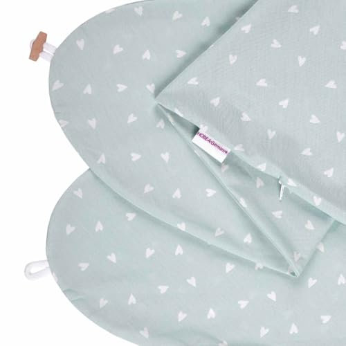 HOBEA-Germany Funda de Almohada de Lactancia para Cojines de Lactancia 190cm (Corazones Verde Pastel)