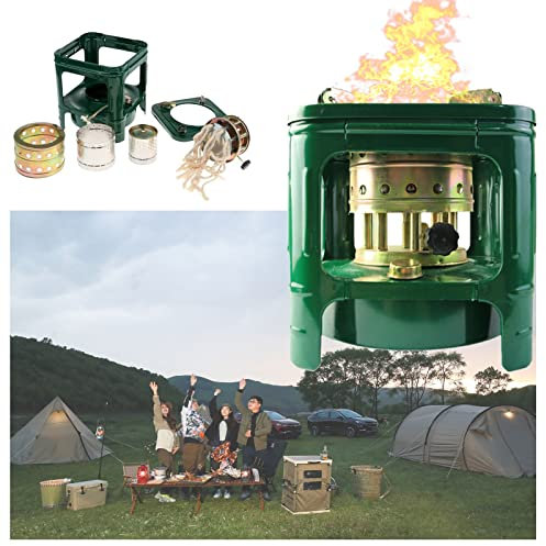 Tragbarer Kerosinkocher, 17,5 × 18 cm Mini Petroleumofen, Outdoor-Campingkocher Für Kochen, Picknick, Grillen, Wandern, Winterangeln, Geeignet Für 2 Bis 3 Personen- Grün