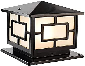 HEBXMF Europäische quadratische Säulenleuchten aus Druckguss-Aluminium, wasserdichte IP65-Pfeilerleuchte für den Außenbereich, Pollerleuchte für Hofvilla, Acryl-Lampenschirm, E27-Sockelleuchte