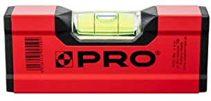 PRO600 Mini Wasserwaage 12cm mit Ergonomischen Profil - ERS+ (Easy Reading System) Präzise Kleine Wasserwaage mit Anti Shock Absorber Endkappen - Farbe Rot