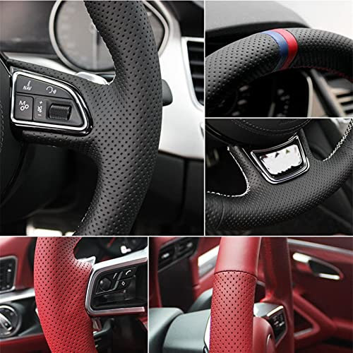 HIRNER Lenkrad Abdeckung Für Porsche 911 986 996 Für Carrera Für Boxster S 1998-2004 Auto-Lenkradabdeckung DIY rutschfestes schwarzes Leder Auto Lenkradbezug (Farbe : Red Thread)