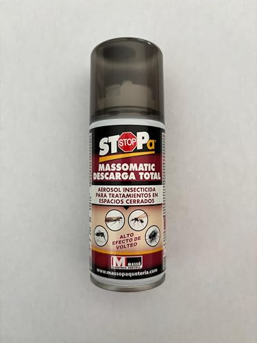 Peyca Insecticida Descarga Total MASSOMATIC 100ml, para tratamientos de Espacios Cerrados,Alto Efecto de volteo - Masso