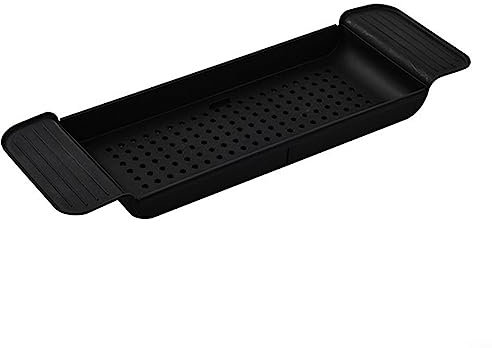 Badewannenablage Badewannen-Tablett, einfaches, stilvolles Badewannen-Aufbewahrungsregal, erweiterbar, multifunktionales Bad für Dusche, 55,6 x 17,8 x 5,1 cm (schwarz)