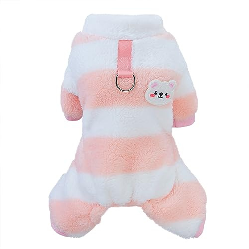 Izefia Hund Pullover Kleidung Fleece Wolle Winter Warmes Sweatshirt 4-Beine Jumpsuit Pyjamas Regenbogenstreifen für Kleine Mittlere Hunde Katze