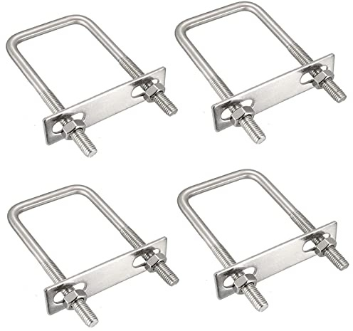 4 Pezzi M8 Bulloni a U Quadrato, M8 40 x 100 mm U Bolt Acciaio Inox, Bulloni a U Con Dadi e Piastra Di Telaio, per Linstallazione Di Tubazioni E Applicazioni Industriali