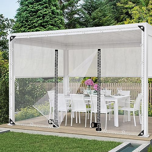 Plane Seitenteile 1/1.2/2/2.5/3/3/3.2/4m,Klare Pvc-Vinyl-Plane Mit Reißverschlusstür,100% Uv Schutz,Wetterfeste Plane,Personalisierbare Transparente Wasserdichte Zeltplane,WxH-2.5x2.2m/8.2x7.2ft