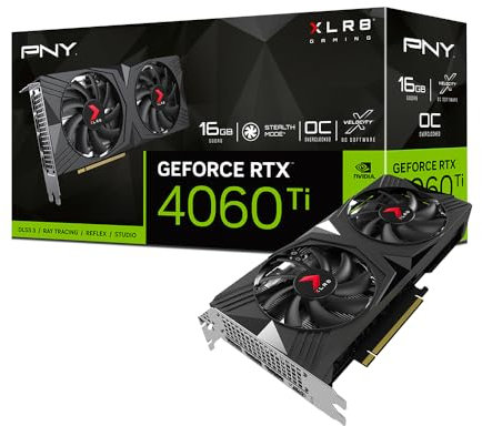 PNY Tarjeta Grafica GeForce RTX™ 4060 Ti 16GB XLR8 Gaming Verto Overclocked Dual Fan DLSS 3