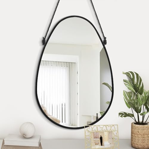 Gosider Irregular Teardrop Shaped Wall-Mounted Mirror - Oval Hanging Mirror with Framed Edge for Home Bedroom Bathroom Living Room Vanity Decor - 16x20 Inches