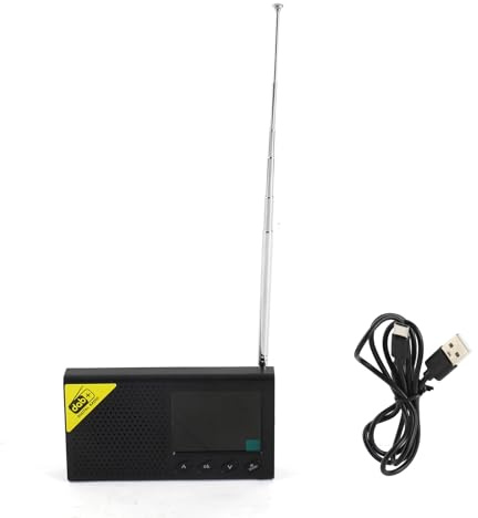 HUIOP Radio Digitale Dab e FM con BT, Ricevitore Wireless Dab+FM Ricaricabile Nero, Display LCD, Multilingua
