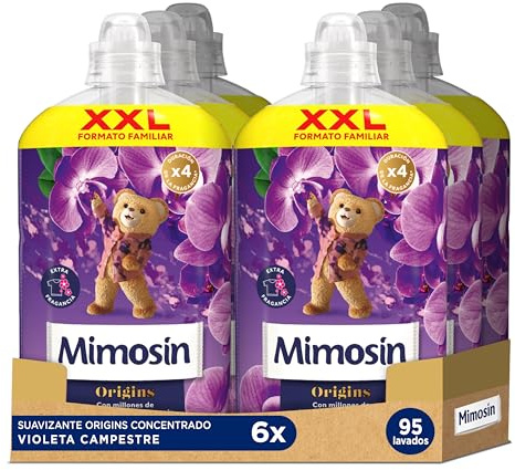 Mimosín Origins Suavizante Concentrado Violeta Campestre, 6 x 95 lavados​