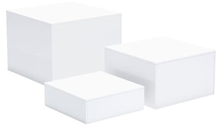 3 Pezzi Alzate per Buffet Espositore Cubo Acrilico Alzate Nesting Set da Tavolo da Dessert per Artigianato di Caramelle Matrimonio Festa di Compleanno , Bianco