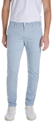 Replay Zeumar Hyperchino Men's Slim Fit Chino Jeans Colour X-Lite, 579 Sky Grey, 29 W/32 L