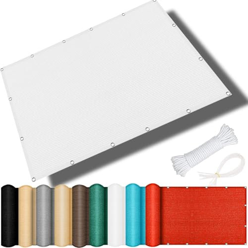 Telo Ombreggiante di Protezione Solare 280 x 950 cm, Antistrappo, Traspirante, 98% Anti UV, Rete Ombreggiante Tenda da Sole, Tendone Tende Telo Ombra, per Balcone, Terrazza, Bianco