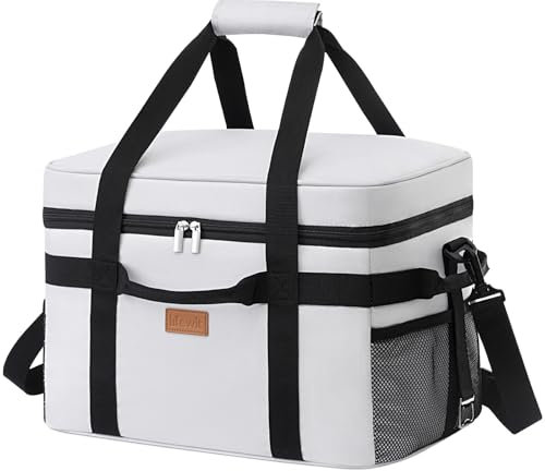 Lifewit Kühltasche 30L, Faltbar Picknicktasche für Essen & Getränke, Kühlbox Tragbare Eistasche für Männer, Frauen, Isolierte Thermotasche für die Arbeit, Picknicks, Camping, Seidengrau