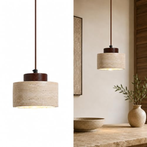YKSJDFH Lampada a sospensione giapponese Lampada a sospensione stile Wabi-Sabi Pietra gialla naturale della grotta Cucina di casa Isola Ristorante Lampada a pedana Camera da letto creativa Showroom In