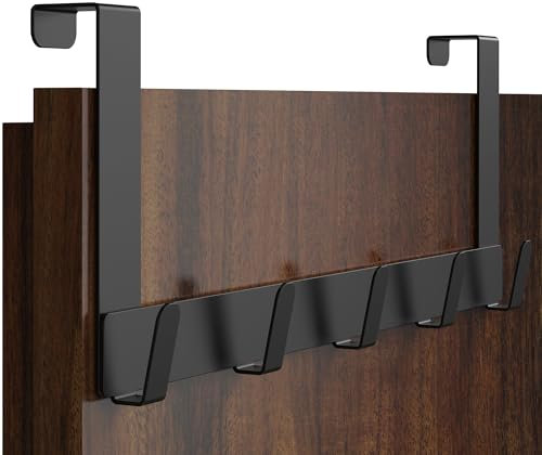 Menz Appendiabiti da Porta, Nero - Pratico Attaccapanni da Porta, Acciaio Inox Ganci Adatti per Camera da Letto, Cucina, Bagno, Utile Appendino