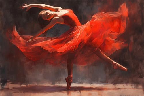 Ballett Malen Nach Zahlen Erwachsene Groß 90x60cm,Malen Nach Zahlen Mädchen,Kreativ Set für Erwachsene,DIY Handgemalt Ölgemälde Leinwand Kit mit 3 Set Pinseln Acrylfarben,Home Wand Dekor,Rahmenlos