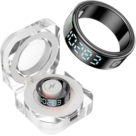 Smart Ring Android Smartringe Herren Damen Schlaftracker Fitness Tracker Ring IOS Schlaf Tracker Smartring Fitnessring Schrittzähler Gesundheitsring Fitnesstracker Pulsmesser Herzfrequenz Gold Schwarz