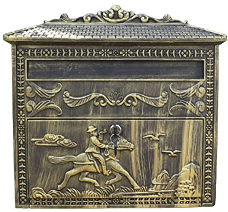 Wall-Mount Mailbox Wall Mounted Post Box Classic Mailbox with Lid Creative Drop Box with Lock and Key Mail Boxes Customizable Mailbox Numbering