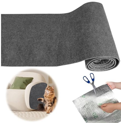 EAEVKPI 40x200cm Tapete Autoadhesivo para rascar Gatos,Climbing Cat Scratcher, Rascador Escalador para Gatos,DIY Alfombra de Pared para Gato,Reemplazo de Torres para Gatos(Gris Oscuro, 1PCS)