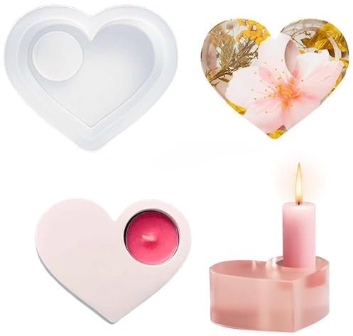 SVOCK Silikonform Gießform Kerzenhalter Herz, 3D Herz Silikon Form für Gips, Kerzen und Seifen