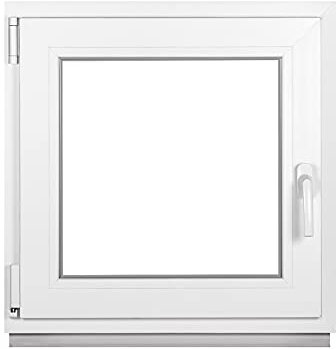Framex Fenêtre de cave - En plastique - Blanc - 400 x 400 mm (l x H) - Fenêtre de garage/abri de jardin - Double vitrage - Fonction DIN à droite - Pivotante - Toutes les tailles