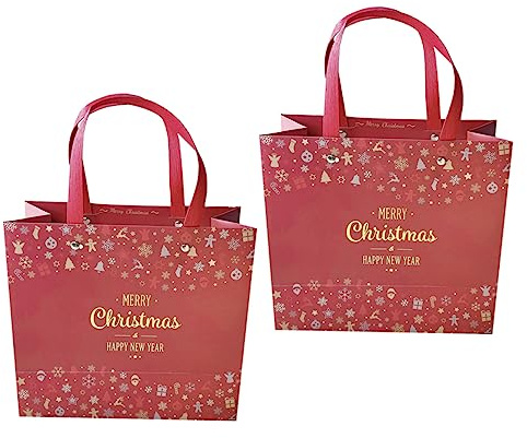 COLLBATH 2stücke Weihnachten Geschenktaschen Papier Candy Snack Beutel Mit Weihnachtsmustern Für Süßigkeiten Hühnchen Pommes Kekse Etc