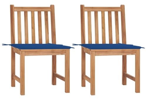 LAPOOH Gartenstühle 2 STK. mit Kissen, Gartenmöbel, Balkonstühle, Balkonmöbel, Bistrostuhl, Balkonset, Garten Stühle, Armlehnenstuhl, Massivholz Teak