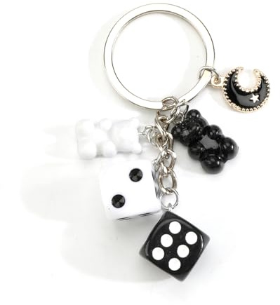 Gallkeat Würfel Schlüsselanhänger Metall Glücksbringer Retro Quadrat Schlüsselanhänger Würfel Anhänger Taschen Anhänger Charms Accessories Frauen Männer Geschenk Autospiegel Rückspiegel Anhänger