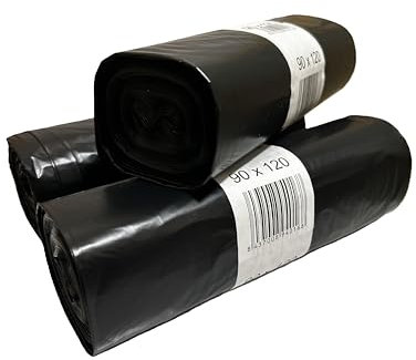 Bolsas de basura grandes 150L (30 bolsas)-Pack 3 rollos | Negras, resistentes y anti-goteo | Extra grandes 90x120 cm para cubos industriales y comunitarios