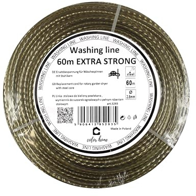 Colorhome Wäscheleine Wäscheschnur Dehnungsfrei Witterungsbeständig Schwerlast mit Stahleinlage 60m Ø 2.8 mm