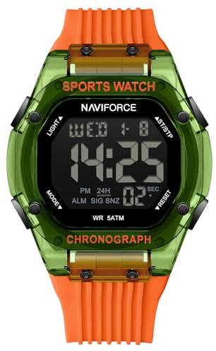 NAVIFORCE Montre numérique multifonction pour homme, montre de sport étanche pour homme et femme, bracelet en silicone coloré