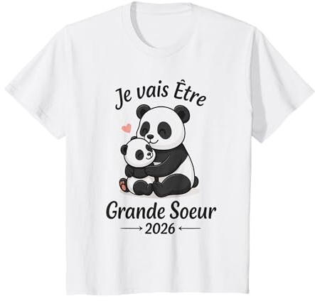 Enfant Future Grande Sœur 2026 Panda Je Vais être Grande Soeur 2026 T-Shirt